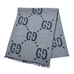GUCCI グッチ GG マフラー カシミヤ ウール グレー フリンジ 391530