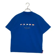 中古 レディース トミーヒルフィガーゴルフ TOMMY HILFIGER GOLF 半袖シャツ M 青 ブルー モックネック