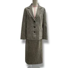 Paul Stuart ポールスチュアート クラシカルツイード セットアップ スカートスーツ テーラードジャケット スカート ツイード ウール 上下サイズ違い ブラウン サイズ6&8 レディース 秋 冬 ゴーゴー古着久喜倉庫店 28 No.溝401