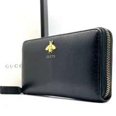 箱付き✨グッチ 長財布 ラウンドファスナー アニマリエ ビー 蜂 レザー 黒 グッチ 長財布 ラウンドファスナー アニマリエ ビー 革 黒 蜂