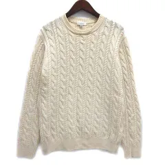 B&Y ユナイテッドアローズ BEAUTY&YOUTH ビューティー&ユース ウール ケーブル ニット セーター 長袖 クルーネック オフホワイト 白 L