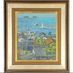 宮腰潤 「セーヌ川/ポン・マリー橋(パリ)」油彩 10号 風景画 1978年