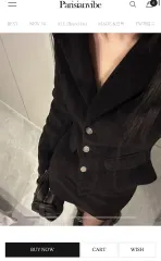 Parisianvibe ブラック コーデュロイ セットアップ