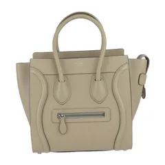CELINE セリーヌ ラゲージ マイクロ ショッパー ハンドバッグ 167793DRU カーフレザー ベージュ系 シルバー金具 トートバッグ 