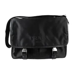 PRADA プラダ メッセンジャーバッグ ショルダーバッグ 2VD768 ナイロン レザー  ブラック シルバー金具 クロスボディバッグ ロゴ 