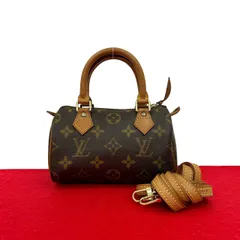 極 美品 LOUIS VUITTON ルイヴィトン ミニ スピーディ モノグラム レザー 本革 2way ハンドバッグ ショルダーバッグ ブラウン 254-9