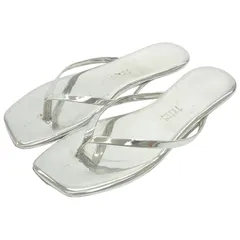 TKEES (ティキーズ) ■ ② SQUARE TOE LILY MIRROR トングサンダル レディース シルバー 37 (23.5cm)