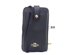 新古未使用展示品 COACH コーチ スマホショルダーバッグ C6884 ブラック レザー ユニセックス クロスグレイン フォーン クロスボディ 2WAY