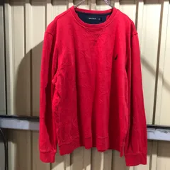 1312 NAUTICA トレーナー レッド L ノーティカ スウェット ワンポイント 刺繍ロゴ 古着卸 アメリカ仕入