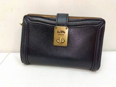 COACH 二つ折り財布 ブラック ターンロック - メルカリ