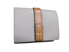 LOEWE ロエベ 財布 アナグラム トライフォールド ウォレット - グレージュ系×ブラウン系 レザー レディース 美品