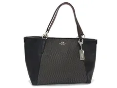 COACH コーチ トートバッグ ロゴ F57246 ブラック グレー キャンバス×レザー レディース シルバー金具 超美品