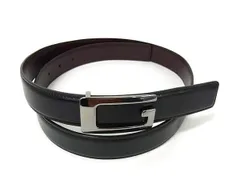 GUCCI グッチ ベルト Ｇロゴ 124691 ブラック ブラウン レザー レディース シルバー金具 美品