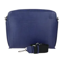 LOEWE ロエベ ゴヤ レポーター ショルダーバッグ 316.60.P63 カーフレザー ブルー系 シルバー金具 アナグラム メッセンジャーバッグ 