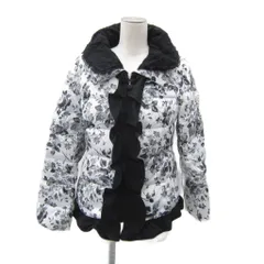 【中古】スーパービューティー ダウンジャケット 花柄 ボリュームカラー 42 L 白 ホワイト フリル レース /SY48 スーパービューティー Super Beauty ダウンジャケット ミドル丈 花柄