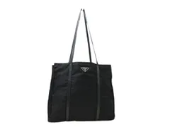 PRADA プラダ トートバッグ テスート - ブラック ナイロン×レザー レディース 三角ロゴプレート トライアングルロゴ シルバー金具 白タグ