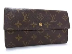 美品 LOUIS VUITTON ルイヴィトン 長財布  モノグラム ポルトトレゾール インターナショナル M61215 ブラウン PVC レザー レディース 三つ折り