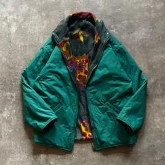 80年代 80s FILA Magic Line フィラ マジックライン リバーシブル ナイロン フリースジャケット ターコイズ 総柄