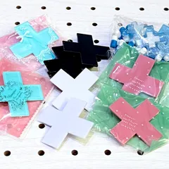 ばってん ヘアクリップ ハンドメイド パーツ 水色 天使界隈 サブカル ピンク 白 ホワイト 黒 ブラック 病み 地雷 水色界隈 地雷系・天使界隈 クロスモチーフ デコパーツセット サブカル 量産型 ゆめかわ おまけ付き トレカ