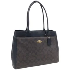 美品 COACH コーチ トートバッグ ケイシー トート F31475 ブラウン ブラック ゴールド金具 PVC レザー レディース ショルダーバッグ