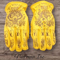 牛革 冬用 保温綿 裏起毛 レザーグローブ スカル アメリカン バイク