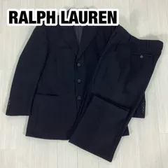 【美品】【未使用級】ポロラルフローレン セットアップ AB5 黒 (ジャケット)着丈74cm 肩幅47cm 身幅(脇下)50cm 袖丈59.5cm (パンツ)総丈104cm ウエスト76cm 股上31cm 股下74cm ワタリ29.5cm 裾幅20.5cm