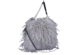 STELLA McCARTNEY ステラ マッカートニー ショルダーバッグ ファラベラ - グレー ファー レディース 2WAY シルバー金具 美品