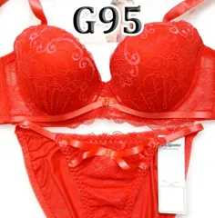 [複数購入割]07[G95&4L]ブラ ショーツ セット 　Elegant　ルビーピンク　サテンリボン付き　大きなカップサイズ 　新品未使用
