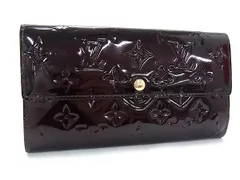 LOUIS VUITTON ヴィトン 財布 モノグラムヴェルニ ポルトフォイユ サラ M93524 アマラント パテントレザー ユニセックス 二つ折り 長財布 ゴールド金具