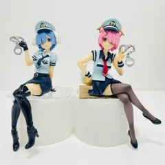 【飾磨店】 中古 ラム＆レム・犬耳ポリス-ぬーどるストッパーフィギュア「Re：ゼロから始める異世界生活」