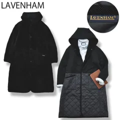 英国製 ラベンハム リバーシブル 中綿 キルト 切替 ロング コート 36 黒♪