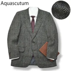 90s 国産品 アクアスキュータム テーラードジャケット ブレザー へリンボーン