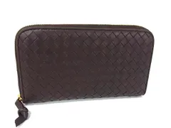BOTTEGA VENETA ボッテガヴェネタ 財布 イントレチャート 114076 ブラウン レザー ユニセックス ラウンドファスナー 長財布 美品