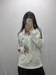 アディダス 3本線ロゴ 白 トラックジャージ ジップアップ 100 C06221