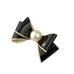 ALEXANDRE DE PARIS アレクサンドル ドゥ パリ バレッタ ヘアアクセサリー ブラック ベージュ プラスチック レディース リボン パール 超美品