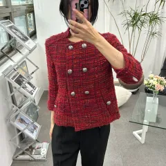 ETRO Milano レッド ツイード ダブル ジャケット