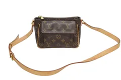 極美品 LOUIS VUITTON ルイヴィトン ショルダーバッグ M51165 ヴィバシテPM ブラウン モノグラム ゴールド金具 中古 4b010828