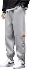 X-cross クロス イージーパンツ メンズ 大きいサイズ ジョガーパンツ ジャージ 下 スポーツ トレーニング 裾リブタイプ カジュアル アウトドア 裾リブパンツ オシャレ サイドホック 部屋着 ルームパンツ ロングパンツ (グレー,  L)