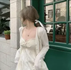 旅行Look 東南アジア 編み ニット エンブロイダリー ロング丈ワンピース