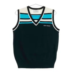 サイズ：L JUN&ROPE ジュン アンド ロペ  Vネック ニットベスト ボーダー柄 ブラック系 [240101589759] ゴルフウェア メンズ ストスト