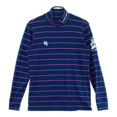 サイズ：4 PEARLY GATES パーリーゲイツ  ハイネック 長袖Tシャツ ボーダー柄 ネイビー系 [240101590074] ゴルフウェア メンズ ストスト