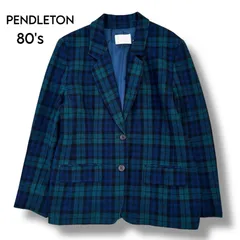 【PENDLETON】希少80s USA製 ウールテーラードジャケット グリーンチェックのサムネイル