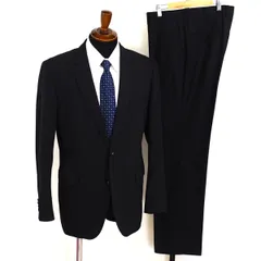 PerfectSuit 2つボタン シングルスーツ L A7 ブラック ストライプ ノータック 袖口4つ釦 開き見せ TC420262-09 夏物 春夏 薄手 5XL035 【送料無料】【中古】【メンズビジネス】202512