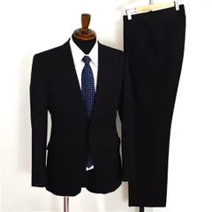 スーツセレクト Super100's生地 2つボタン シングルスーツ M Y5 ブラック ノータック 袖口4つ釦 開き見せ BLL9400 夏物 春夏 薄手 5XL034 【送料無料】【中古】【メンズビジネス】202512