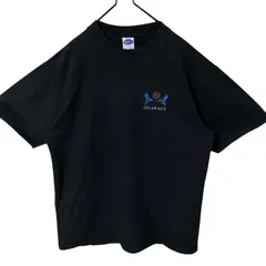 L ワンポイント 刺繍 鳥 ブルーバード ブラック 黒 Tシャツ メンズ レディース ユニセックス 古着 半袖