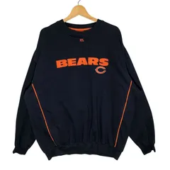 NFL エヌエフエル アメフトフットボールチーム BEARS シカゴベアーズ スポーツ スウェット トレーナー 長袖 フロント刺繍 ワンポイント刺繡 クルーネック ネイビー