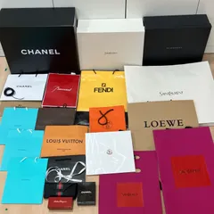 【27867】ブランド紙袋 箱 巾着 おまとめ 22点 ブランドショッパー HERMES CHANEL Louis Vuitton LOEWE SAINT LAURENT GUCCI FENDI 等