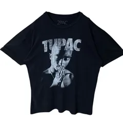 L トゥーパック 人物 ラッパー プリント ヒップホップ ブラック 黒 Tシャツ メンズ レディース ユニセックス 古着 半袖