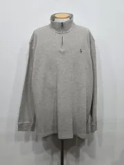 115 120 ポロラルフローレン ハーフジップ スウェット ベージュ オーバーサイズ