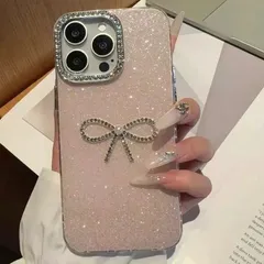 iPhone17 iPhone16 iPhone15 携帯ケース　iPhoneケース　スマホケース　リボン　キラキラ　ピンク